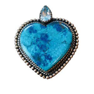 American Southwest Artisan Womens Ring Blue Apatite Sterling Silver Adjustab;e